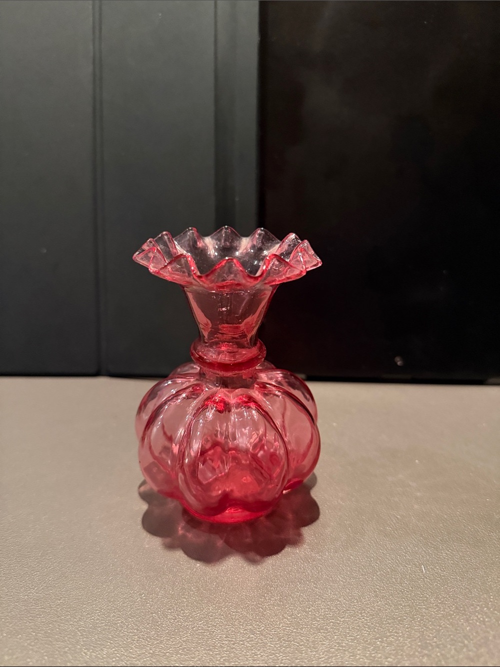 Vintage Fenton Ruffled Cranberry Glass Bud Vase - Decorative Home Accent
